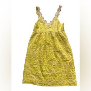 TIBI NEW YORK Yellow with white decorative floral lace dress